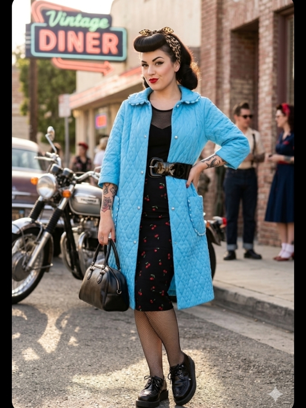 Sky Blue Quilted Vintage Coat Made In USA Sz 14 Excellent Condition